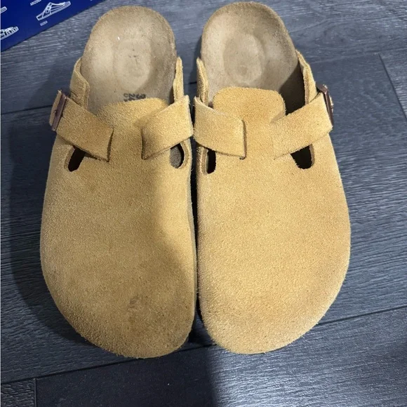 Birkenstock Mustard Suede Clogs - Picture 3 of 6